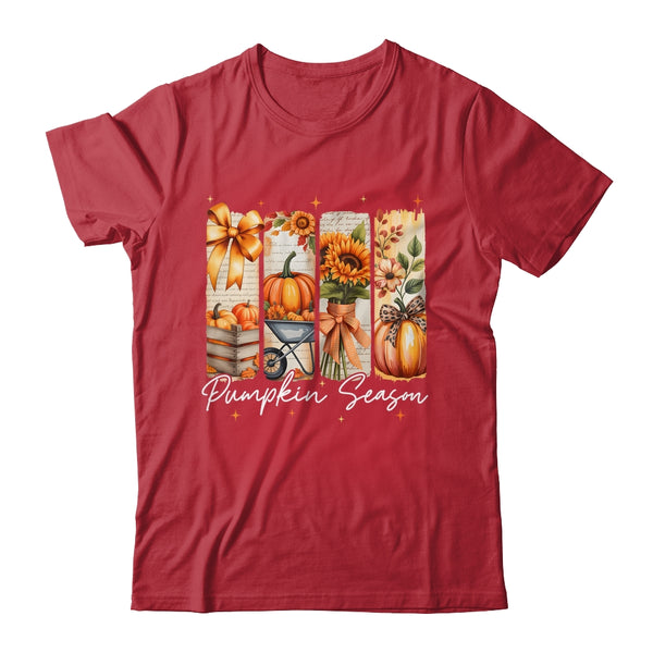 Pumpkin Season Coquette Fall Autumn Sunflower Floral Leopard Shirt Sweatshirt Classic T Shirt Red 600x.jpg