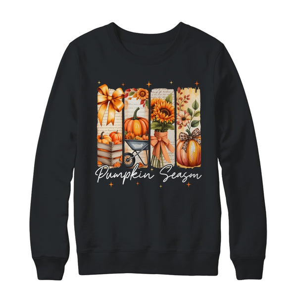 Pumpkin Season Coquette Fall Autumn Sunflower Floral Leopard Shirt Sweatshirt Crewneck Sweatshirt Black 600x.jpg