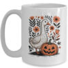 Goose Halloween Fall Goose Floral Boho Halloween Funny Fall Mug 15oz Mug White front 600x.jpg