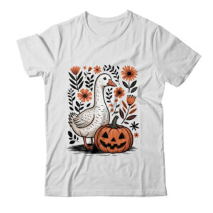 Goose Halloween Fall Goose Floral Boho Halloween Funny Fall Shirt Sweatshirt Classic T Shirt White 600x.jpg