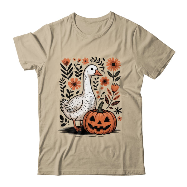 Goose Halloween Fall Goose Floral Boho Halloween Funny Fall Shirt Sweatshirt Classic T Shirt Sand 600x.jpg