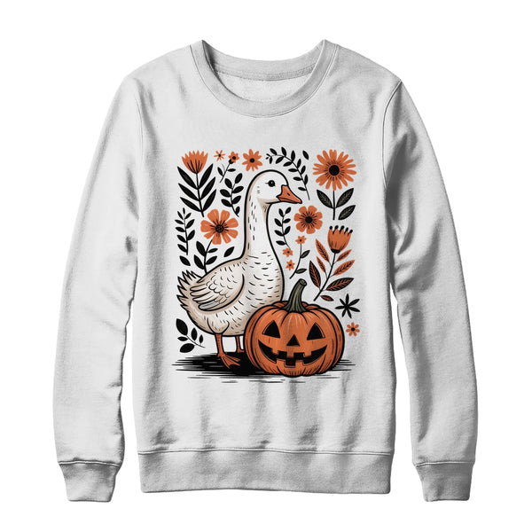 Goose Halloween Fall Goose Floral Boho Halloween Funny Fall Shirt Sweatshirt Crewneck Sweatshirt White 600x.jpg