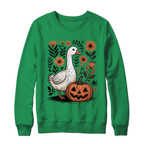 Goose Halloween Fall Goose Floral Boho Halloween Funny Fall Shirt Sweatshirt Crewneck Sweatshirt Irish Green 600x.jpg