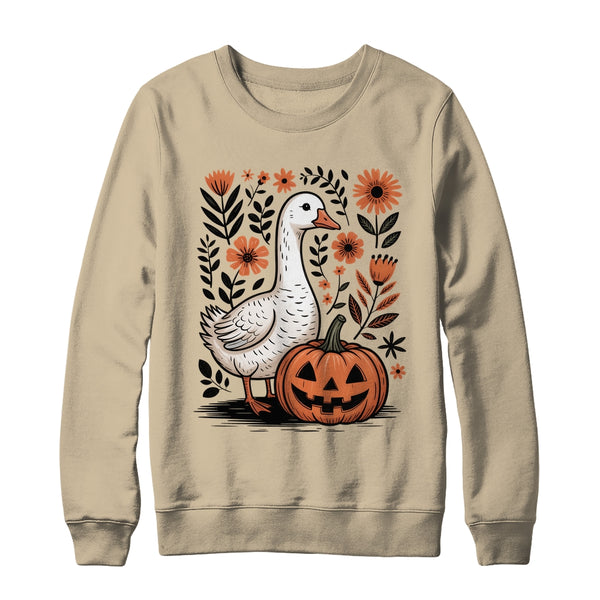 Goose Halloween Fall Goose Floral Boho Halloween Funny Fall Shirt Sweatshirt Crewneck Sweatshirt Sand 600x.jpg
