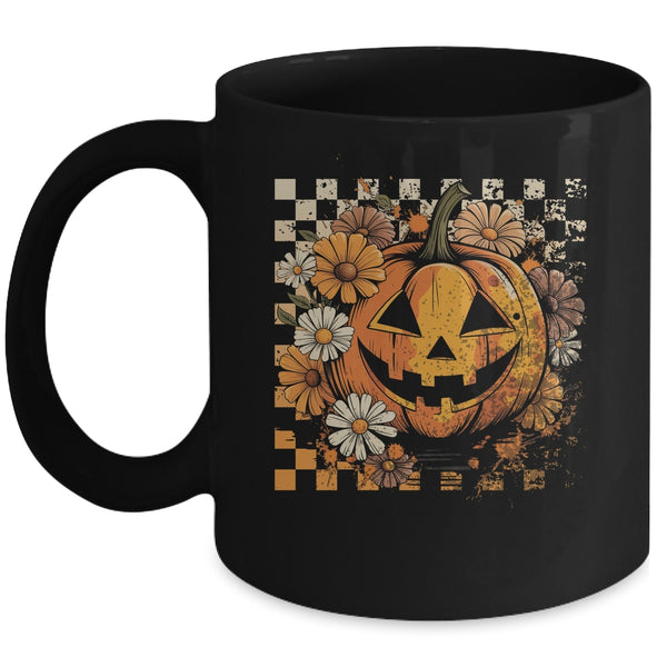 Boho Floral Pumpkin Halloween Thanksgiving Autumn Fall Mug 11oz Mug Black front 600x.jpg