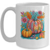Boho Floral Fall Autumn Vibes Season Pink Pumpkin Girls Mug 15oz Mug White front 600x.jpg