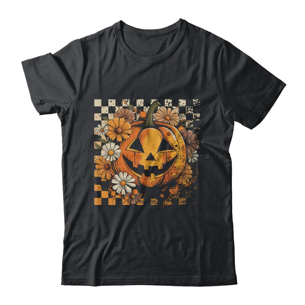 Boho Floral Pumpkin Halloween Thanksgiving Autumn Fall Shirt Hoodie Classic T Shirt Black 600x.jpg