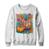 Boho Floral Fall Autumn Vibes Season Pink Pumpkin Girls Shirt Sweatshirt Crewneck Sweatshirt White 600x.jpg