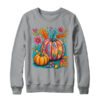 Boho Floral Fall Autumn Vibes Season Pink Pumpkin Girls Shirt Sweatshirt Crewneck Sweatshirt Sport Grey 600x.jpg