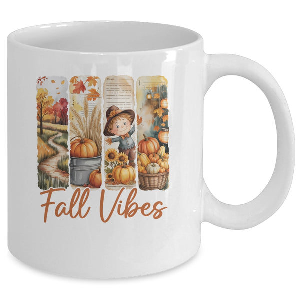 Fall Vibes Pumpkin Girls Autumn Vibes Scarecrow Thanksgiving Mug 11oz Mug White back 600x.jpg