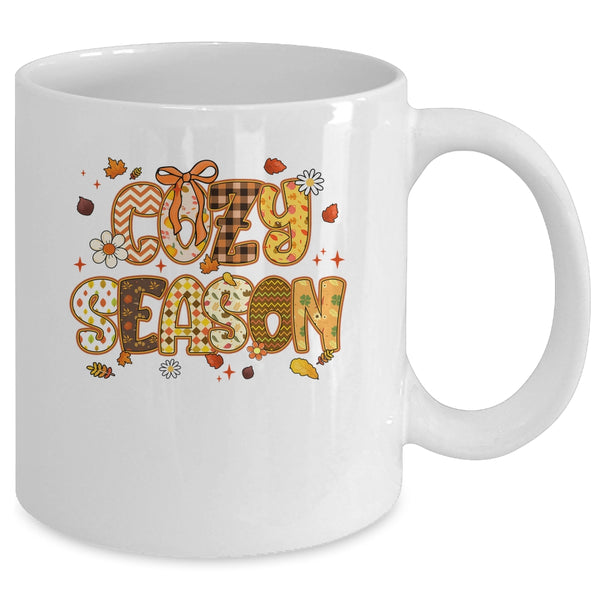 Cozy Season Preppy Fall Vibes Pumpkin Autumn Season Retro Mug 11oz Mug White back 600x.jpg