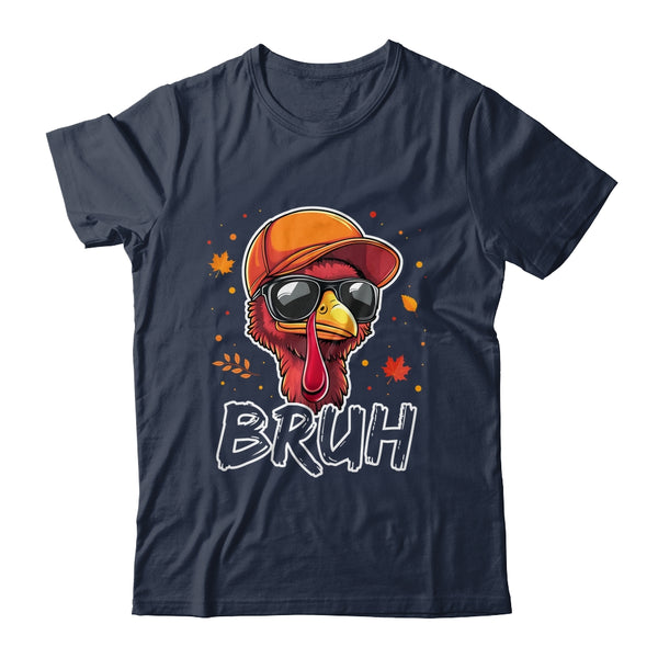 Turkey Face Thanksgiving Bruh Meme Boys Men Turkey Funny Classic T Shirt Navy 600x.jpg