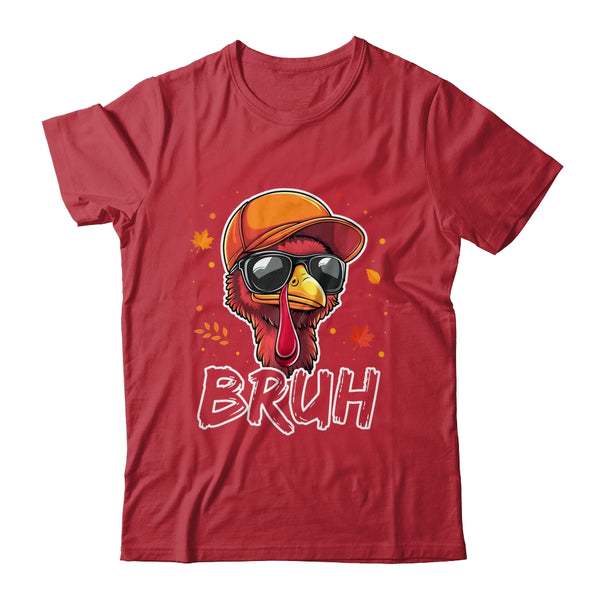 Turkey Face Thanksgiving Bruh Meme Boys Men Turkey Funny Classic T Shirt Red 600x.jpg