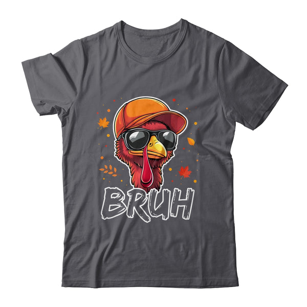 Turkey Face Thanksgiving Bruh Meme Boys Men Turkey Funny Classic T Shirt Dark Heather 600x.jpg