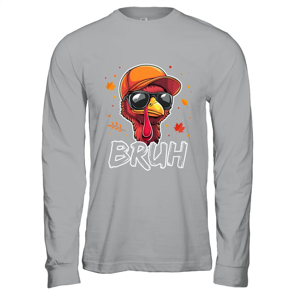 Turkey Face Thanksgiving Bruh Meme Boys Men Turkey Funny Long Sleeve T Shirt Sport Grey 600x.jpg