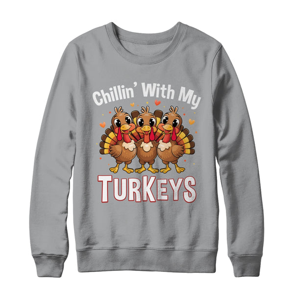 Chillin With My Turkeys Thanksgiving Family Dinner Shirt Sweatshirt Crewneck Sweatshirt Sport Grey 600x.jpg