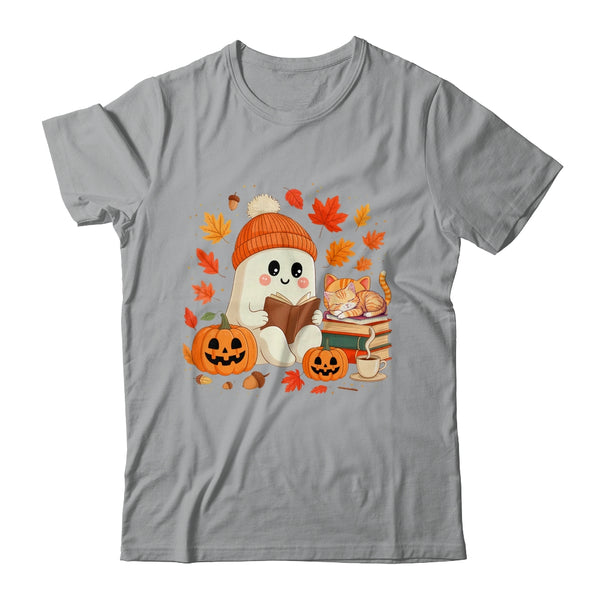 Cute Ghost Reading Book Lovers Autumn Fall Halloween Ghost Shirt Sweatshirt Classic T Shirt Sport Grey 600x.jpg