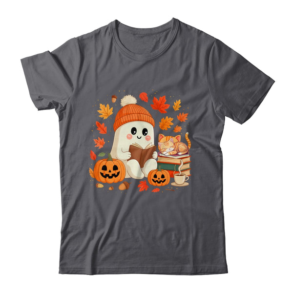 Cute Ghost Reading Book Lovers Autumn Fall Halloween Ghost Shirt Sweatshirt Classic T Shirt Dark Heather 600x.jpg