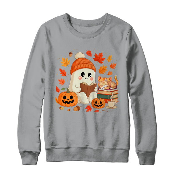 Cute Ghost Reading Book Lovers Autumn Fall Halloween Ghost Shirt Sweatshirt Crewneck Sweatshirt Sport Grey 600x.jpg