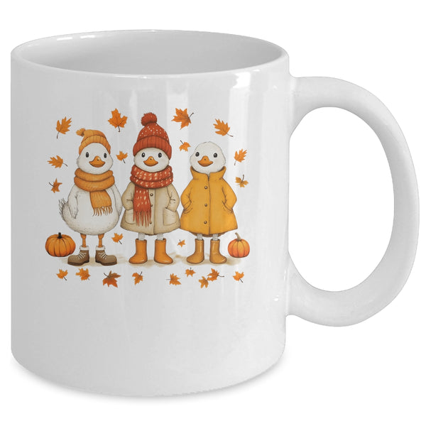 Cute Fall Goose Autumn Leaves Cozy Autumn Thanksgiving Mug 11oz Mug White back 600x.jpg