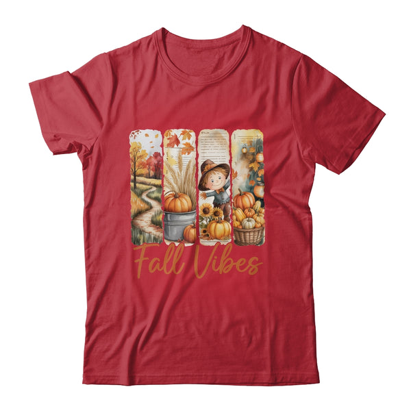 Fall Vibes Pumpkin Girls Autumn Vibes Scarecrow Thanksgiving Shirt Sweatshirt Classic T Shirt Red 600x.jpg