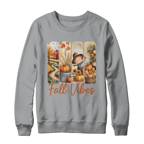 Fall Vibes Pumpkin Girls Autumn Vibes Scarecrow Thanksgiving Shirt Sweatshirt Crewneck Sweatshirt Sport Grey 600x.jpg