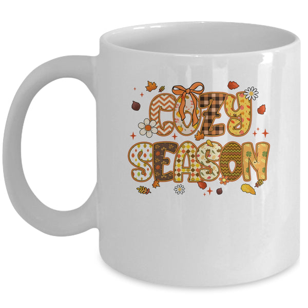 Cozy Season Preppy Fall Vibes Pumpkin Autumn Season Retro Mug 11oz Mug White front 600x 1.jpg