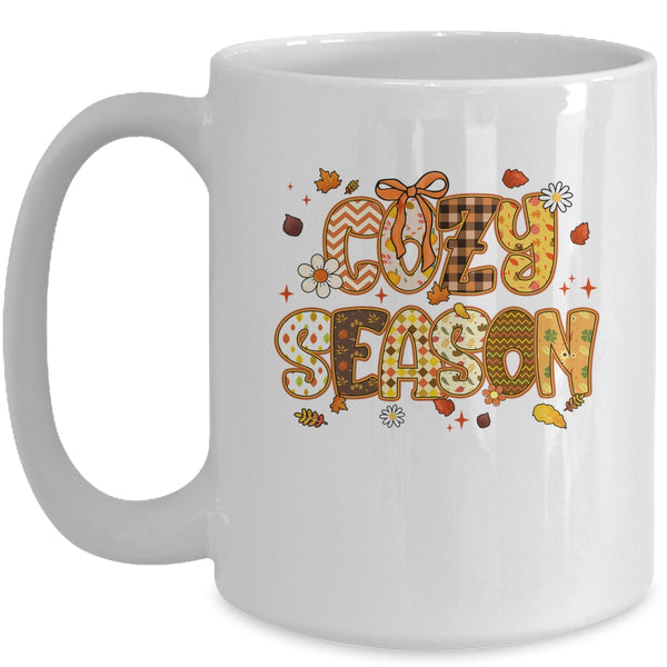 Cozy Season Preppy Fall Vibes Pumpkin Autumn Season Retro Mug 15oz Mug White front 600x 1.jpg
