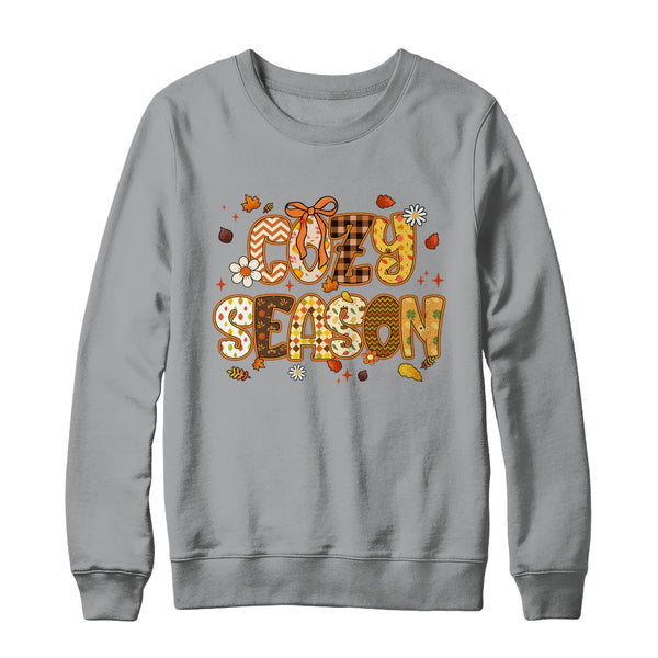 Cozy Season Preppy Fall Vibes Pumpkin Autumn Season Retro Shirt Sweatshirt Crewneck Sweatshirt Sport Grey 600x.jpg