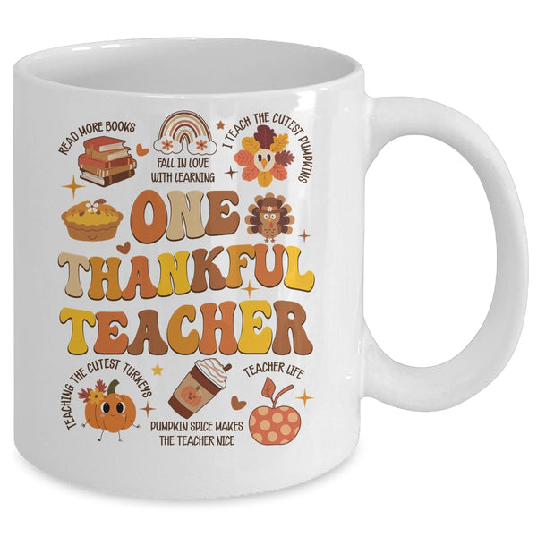 One Thankful Teacher Thanksgiving Retro Groovy Fall Teachers Mug 11oz Mug White back 600x.jpg