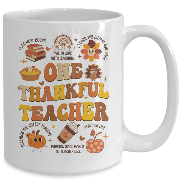 One Thankful Teacher Thanksgiving Retro Groovy Fall Teachers Mug 15oz Mug White back 600x.jpg