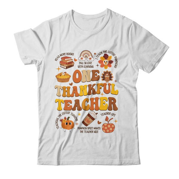 One Thankful Teacher Thanksgiving Retro Groovy Fall Teachers Shirt Sweatshirt Classic T Shirt White 600x 1.jpg