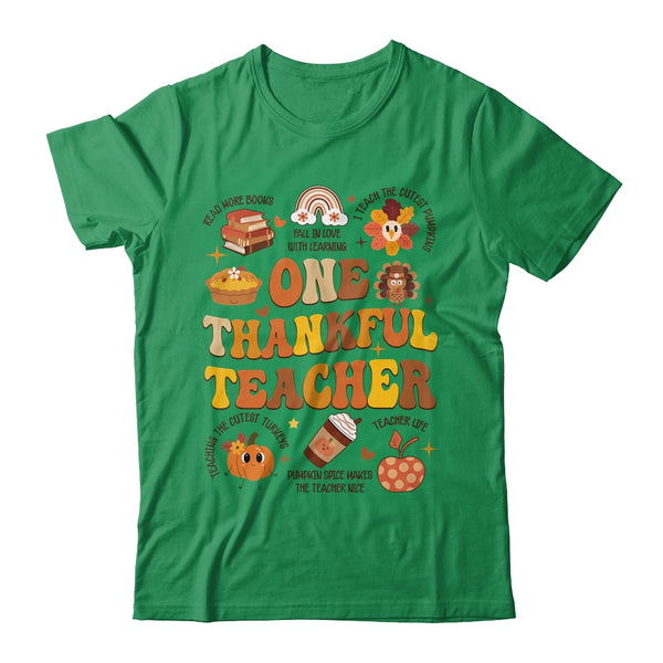 One Thankful Teacher Thanksgiving Retro Groovy Fall Teachers Shirt Sweatshirt Classic T Shirt Irish Green 600x 1.jpg