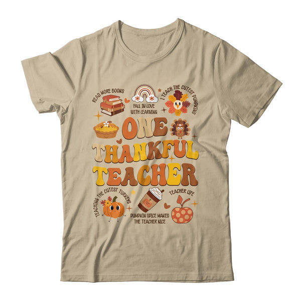 One Thankful Teacher Thanksgiving Retro Groovy Fall Teachers Shirt Sweatshirt Classic T Shirt Sand 600x 1.jpg