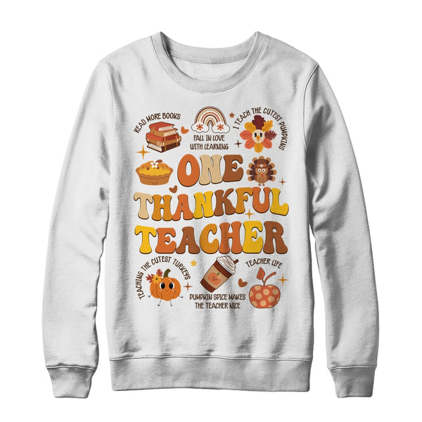 One Thankful Teacher Thanksgiving Retro Groovy Fall Teachers Shirt Sweatshirt Crewneck Sweatshirt White 600x 1.jpg