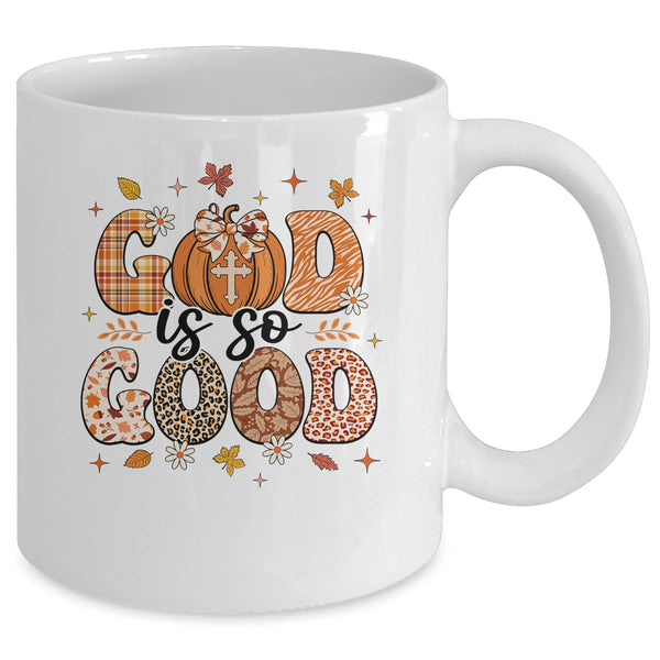 Autumn Pumpkin Christian Thanksgiving Faith God Is So Good Mug 11oz Mug White back 600x.jpg