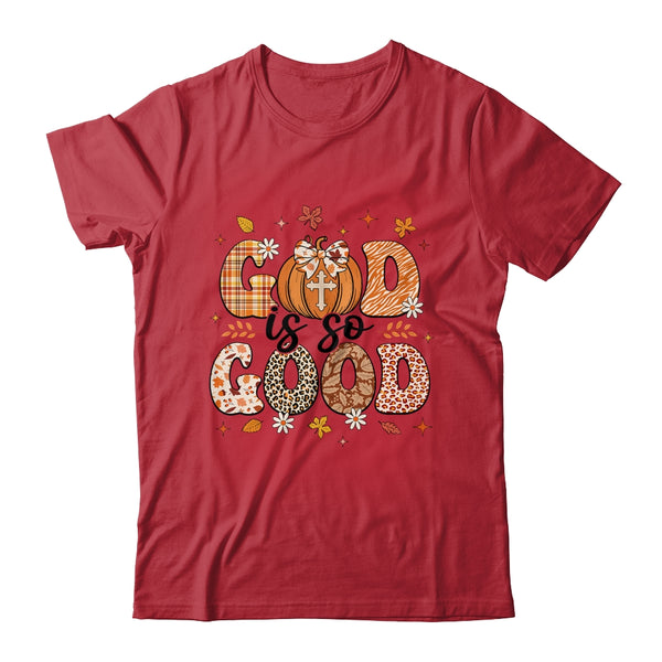 Autumn Pumpkin Christian Thanksgiving Faith God Is So Good Classic T Shirt Red 600x.jpg