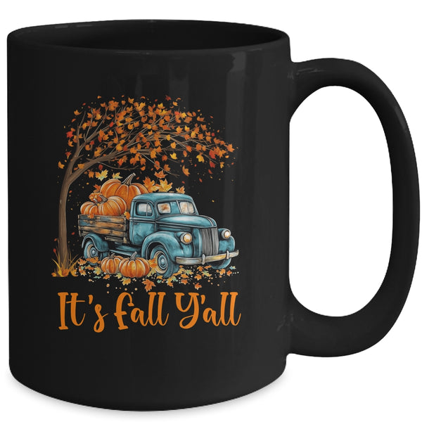 It s Fall Y all Pumpkin Truck Autumn Tree Fall Thanksgiving Mug 15oz Mug Black back 600x.jpg