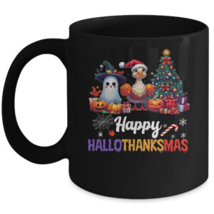 Retro Halloween Thanksgiving Christmas Happy HalloThanksMas Mug 11oz Mug Black front 600x.jpg