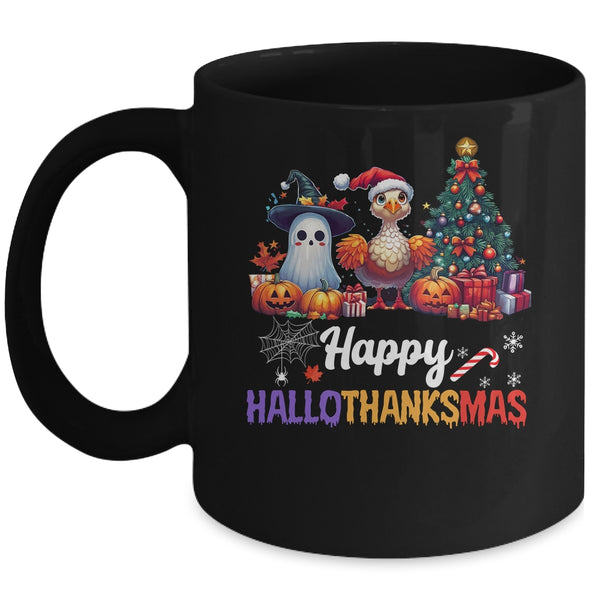Retro Halloween Thanksgiving Christmas Happy HalloThanksMas Mug 11oz Mug Black front 600x.jpg