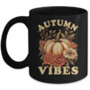 Autumn Vibes For Women Pumpkin Fall Graphic Thanksgiving Mug 11oz Mug Black front 600x.jpg