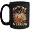 Autumn Vibes For Women Pumpkin Fall Graphic Thanksgiving Mug 15oz Mug Black front 600x.jpg