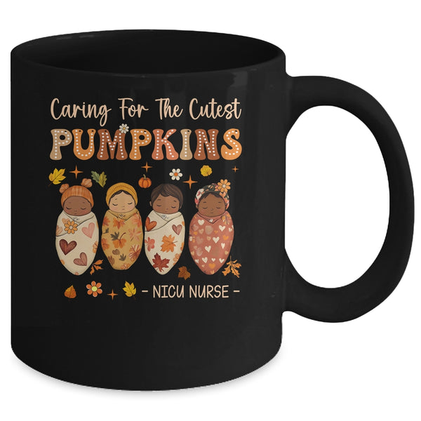 Caring For The Cutest Pumpkins NICU Nurse Thanksgiving Women Mug 11oz Mug Black back 600x.jpg