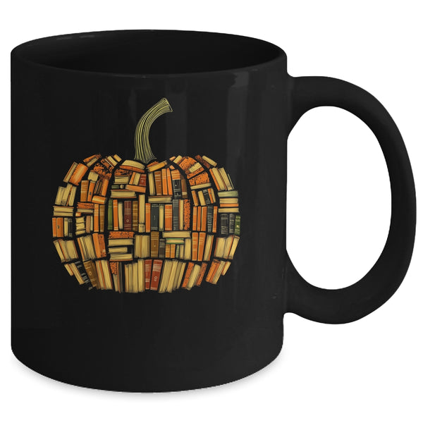 Vintage Book Pumpkin Librarians Bookworm Teacher Autumn Fall Mug 11oz Mug Black back 600x.jpg