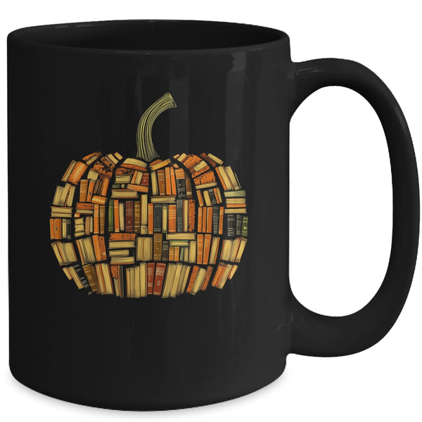 Vintage Book Pumpkin Librarians Bookworm Teacher Autumn Fall Mug 15oz Mug Black back 600x.jpg
