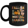Fall In Love With Reading Book Autumn Pumpkin And Teacher Mug 11oz Mug Black front 600x.jpg