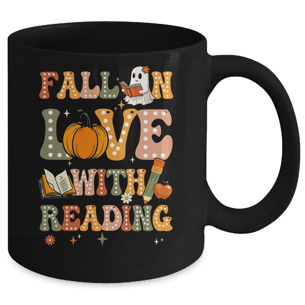 Fall In Love With Reading Book Autumn Pumpkin And Teacher Mug 11oz Mug Black back 600x.jpg
