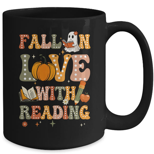 Fall In Love With Reading Book Autumn Pumpkin And Teacher Mug 15oz Mug Black back 600x.jpg