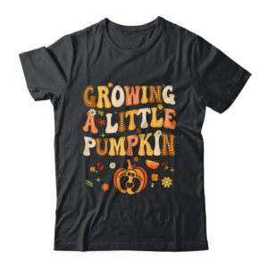 Growing A Little Pumpkin Thanksgiving Pregnancy Announcement Classic T Shirt Black 600x.jpg