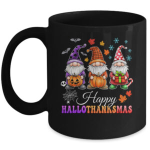 Halloween Thanksgiving Christmas Gnomes Happy HalloThanksMas Mug 11oz Mug Black front 600x.jpg